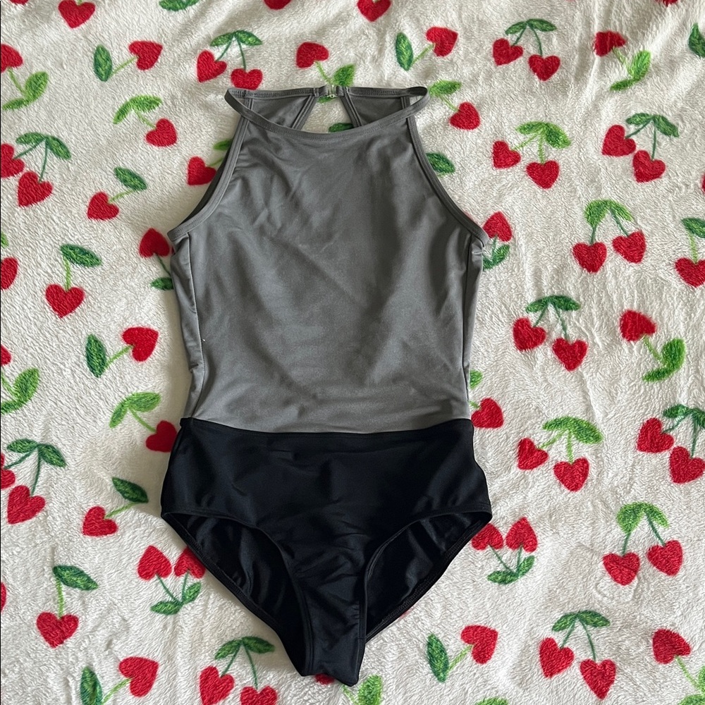 Gray and Black Mariia Crown Ballet Leotard